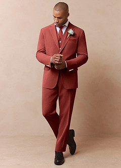 front James Terracotta Structured Stretch 3-piece suit