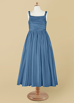 Azazie Cutie Pie Flower Girl Dresses Twilight A-Line Pleated Matte Satin Dress image7