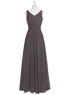 Azazie Pierrette Bridesmaid Dresses Steel Grey A-Line Pleated Chiffon Dress image7
