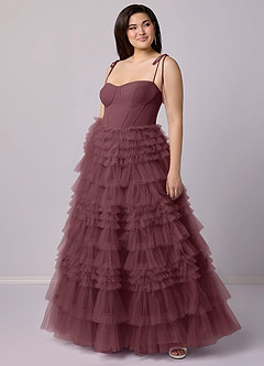 Barbie ♥ Azazie Bridesmaid Dresses Sangria A-Line Sweetheart Neckline Tulle Dress image9