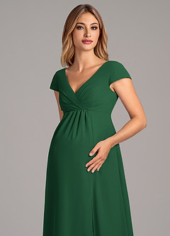 Azazie Allessia Maternity Bridesmaid Dresses A-Line Pleated Chiffon Floor-Length Dress image6