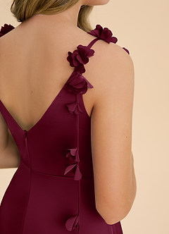 Azazie Gumdrop Junior Mulberry Empire Pleated Stretch Satin Dress image6