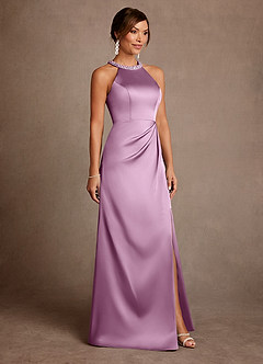 Azazie Lawrence Mother of the Bride Dresses Wisteria A-Line Pleated Stretch Satin Dress image4