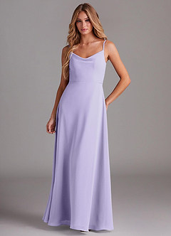 Azazie Daenerys Bridesmaid Dresses Lilac A-Line Cowl Chiffon Dress image1