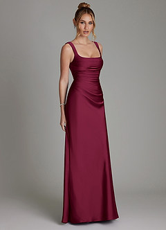 Azazie Agustina Brautjungfernkleider Meerjungfrau-Linie Korsett Stretch-Satin Kleid Burgunderrot image4