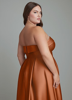 Azazie Lucienne Bridesmaid Dresses Copper A-Line Strapless Stretch Satin Convertible Dress image10