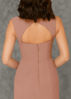 Azazie Flori Bridesmaid Dresses Champagne Rose Sheath Square Neckline Chiffon Dress image3