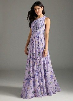 Azazie Charlize Bridesmaid Dresses Lilac Bloom A-Line One Shoulder Chiffon Dress image4
