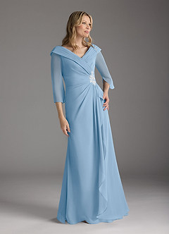 Azazie Jaycee Abiti per la Madre della Sposa Abito A-Line in Chiffon Azzurro Polvere image1