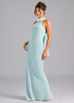 Azazie Velli Bridesmaid Dresses Sea Glass Mermaid High Neck Chiffon Dress image1