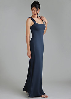 Azazie Ariel Bridesmaid Dresses Dark Navy Mermaid Square Neckline Premium Stretch Jersey Dress image8