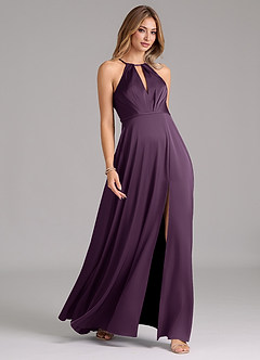 Azazie Evalleen Brudtärnklänningar Klänning av A-Linje i Stretch Satin Plisserad Plommon image5