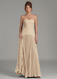 Azazie Yuliana Bridesmaid Dresses Champagne A-Line Strapless Chiffon Dress image6