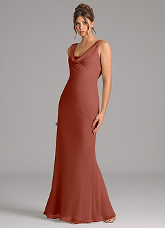 Azazie Rylina Bridesmaid Dresses Auburn Mermaid Pleated Chiffon Dress image4