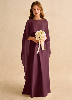 Azazie Fishie Girls Formal Flower Girl Dresses Cabernet A-Line Matte Satin Dress image3