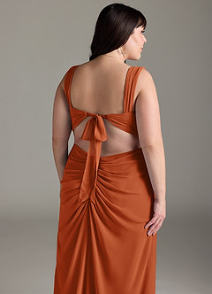 Azazie Jesaphine Vestidos de damas de honor Vestido de Naranja Quemada de Gasa de Corte Recto con Lazo image14