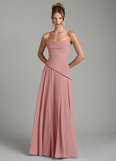 Azazie Gabriela Abiti da Damigella Abito A-Line in Chiffon Corsetto Rosa Polverosa image7