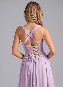 Azazie Francis Bridesmaid Dresses Frosted Lilac A-Line Corset Chiffon Dress image7
