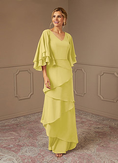 Azazie OHara Mother of the Bride Dresses Canary A-Line V-Neck Chiffon Dress image1