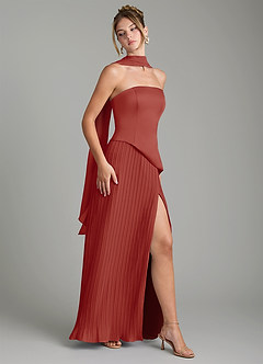 Azazie Tierney Bridesmaid Dresses Terracotta A-Line Strapless Chiffon Convertible Dress image9