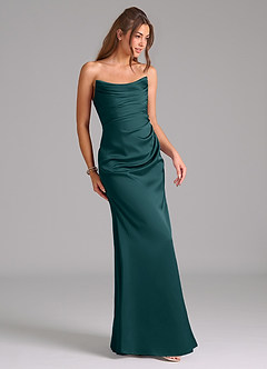 Azazie Lucille Bridesmaid Dresses Pine Mermaid Strapless Stretch Satin Convertible Dress image5