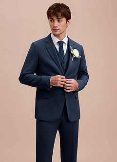 front Ethan Dark Navy Refined Weave 3-piece Suit