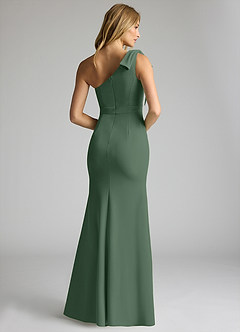 Azazie Rinna Bridesmaid Dresses Eucalyptus Mermaid One Shoulder Stretch Crepe Dress image2