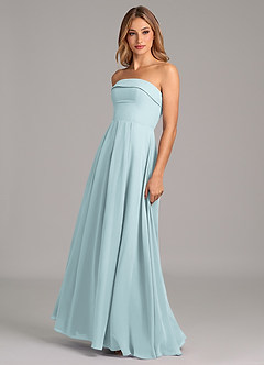 Azazie Lucienne Jurken voor bruidsmeisjes Converteerbaar Jurk van Chiffon met A-Lijn Strapless De Nevel image4