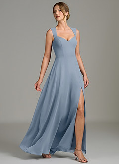 Azazie Gwendolyn Bridesmaid Dresses Dusty Blue A-Line Sweetheart Neckline Chiffon Dress image3