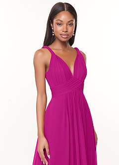 Azazie Maren Bridesmaid Dresses Fuchsia A-Line Pleated Chiffon Dress image6