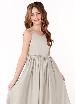Azazie Hathaway Junior Vestido de Escarcha de Satin Mate de Corte En A con Lazo image5