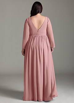 Azazie Teton Maternity Bridesmaid Dresses A-Line Long Sleeve Chiffon Floor-Length Dress image8