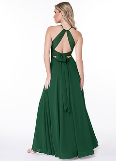 Azazie Evalleen Bridesmaid Dresses Dark Green A-Line Pleated Chiffon Dress image4