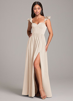 Azazie Denisse Brautjungfernkleider A-Linie Gestreift Stretch-Satin Kleid Alabaster Weiß image5