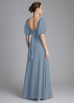 Azazie Fatima Bridesmaid Dresses Dusty Blue A-Line with Pockets Chiffon Dress image5