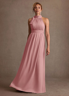 Azazie Antoinette vestidos de madre de la novia Vestido Rosa Polvorienta de Gasa de Corte en A con Plisado image3