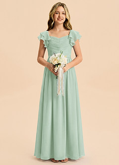 Azazie Anaya Junior Agave A-Line Sweetheart Neckline Chiffon Dress image4