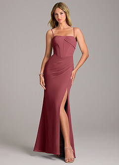 Azazie Chantel Bridesmaid Dresses Merlot Sheath Strapless Chiffon Convertible Dress image5