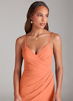 Azazie Maci Bridesmaid Dresses Sunset Sheath Pleated Chiffon Dress image5