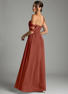 Azazie Kassandra Bridesmaid Dresses Auburn A-Line Off the Shoulder Chiffon Dress image6