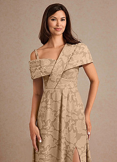 Azazie Milton Kleider für die Brautmutter A-Linie Plissee Blumen-Burnout Kleid Champagner image7