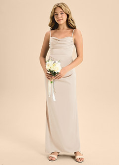 Azazie Mai Junior White Alabaster A-Line Sweetheart Neckline Stretch Satin Dress image4