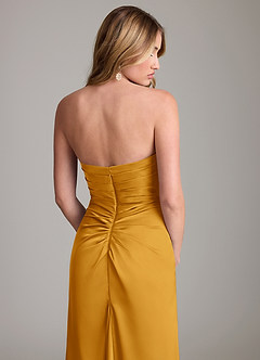 Azazie Lucille Vestidos de damas de honor Vestido de Caramelo de Satén Elástico de Corte Sirena Convertible con Sin tirantes image7