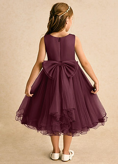 Azazie Lass Flower Girl Dresses Cabernet A-Line Bow Tulle Dress image1