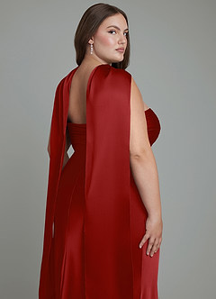 Azazie Saylor Jurken voor bruidsmeisjes Jurk van Stretch Satijn met Zeemeermin Strapless Granaatappel image19