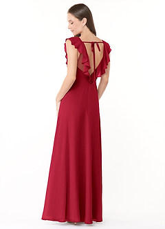 Azazie Yoko Bridesmaid Dresses Scarlet A-Line Ruched Chiffon Dress image4