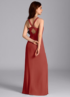 Azazie Mero Junior Terracotta Mermaid Pleated Chiffon Dress image2
