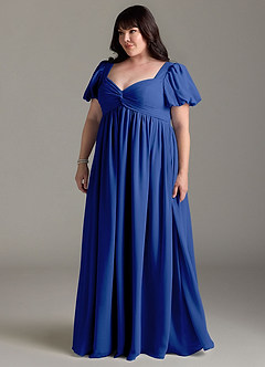 Azazie Madisynn Maternity Bridesmaid Dresses Bow Chiffon Floor-Length Dress image8