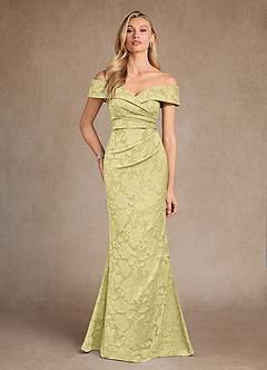 Azazie Canton Abiti per la Madre della Sposa Abito Sirena in Burnout Floreale a Spalla Scoperta Sorbetto Al Limone image1