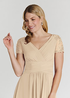 Azazie Thais Mother of the Bride Dresses Champagne A-Line Lace Chiffon Dress image5